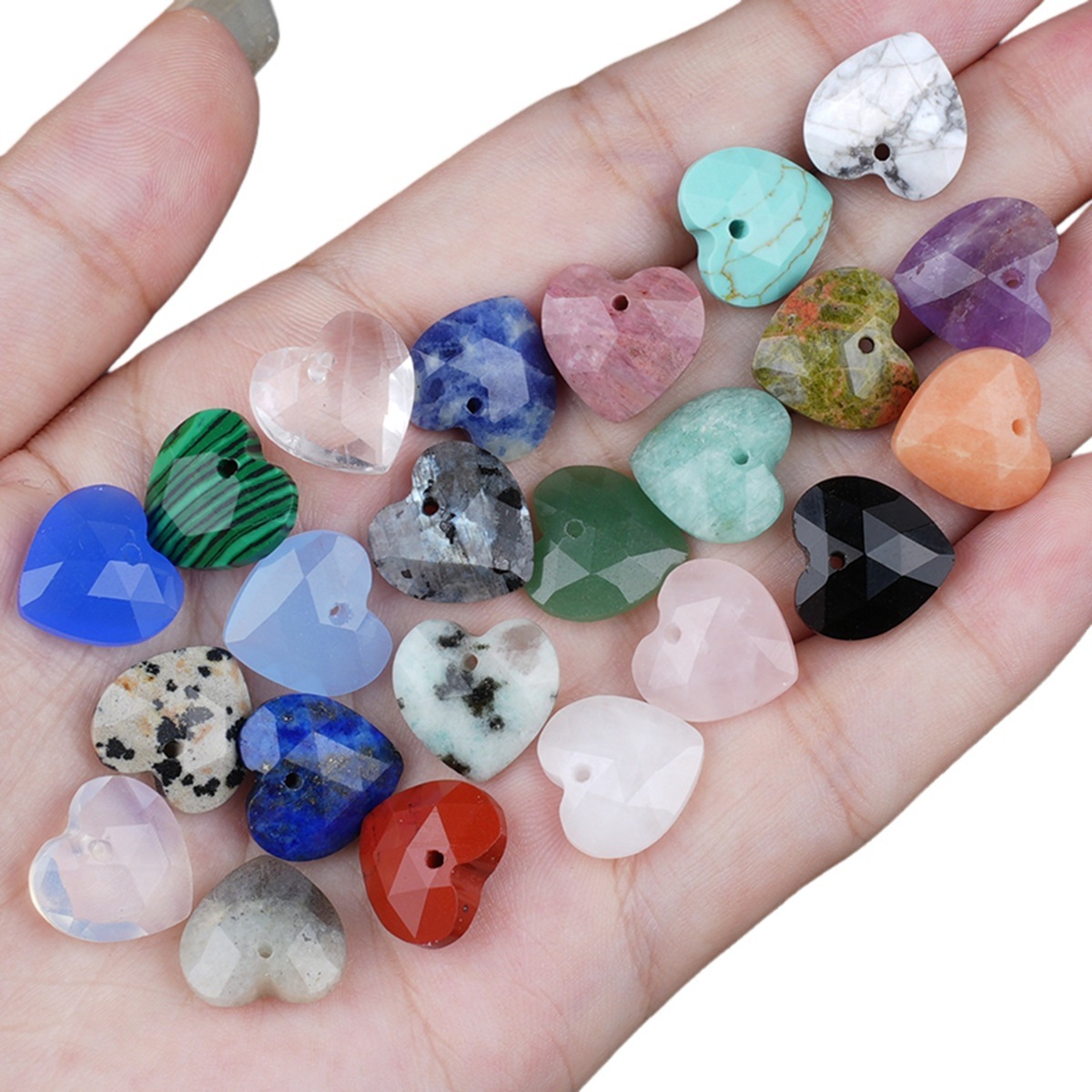13mm Facted Stone Heart Pendant for Making Jewelry