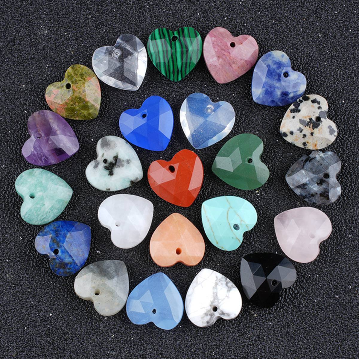13mm Facted Stone Heart Pendant for Making Jewelry