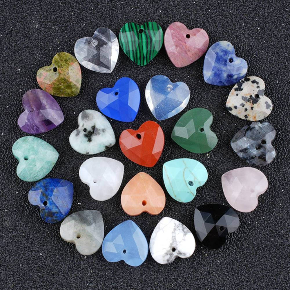 13mm Facted Stone Heart Pendant for Making Jewelry
