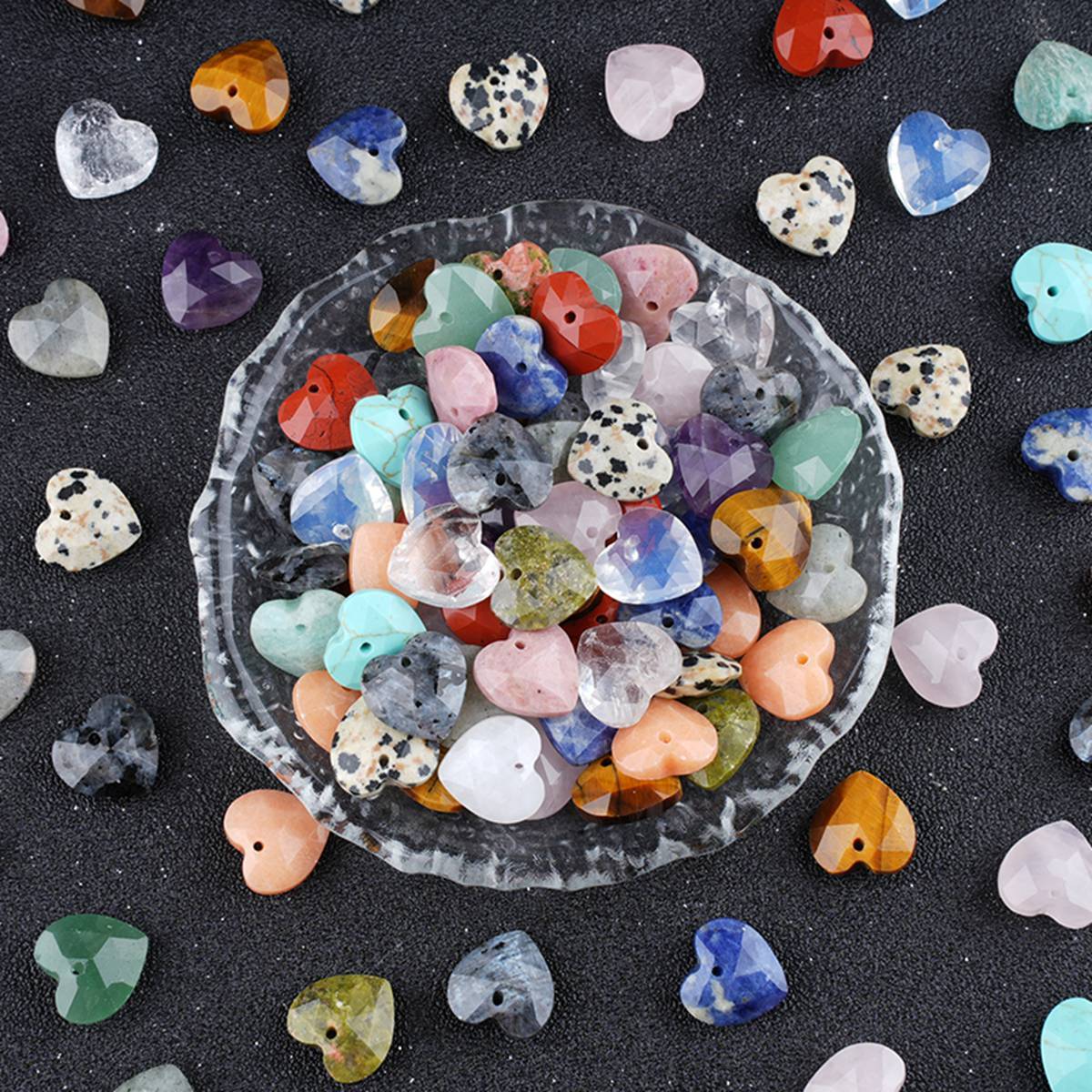 13mm Facted Stone Heart Pendant for Making Jewelry