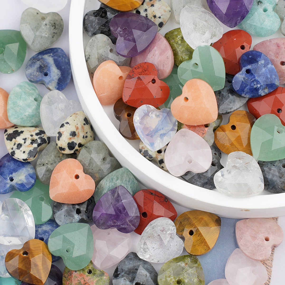 13mm Facted Stone Heart Pendant for Making Jewelry