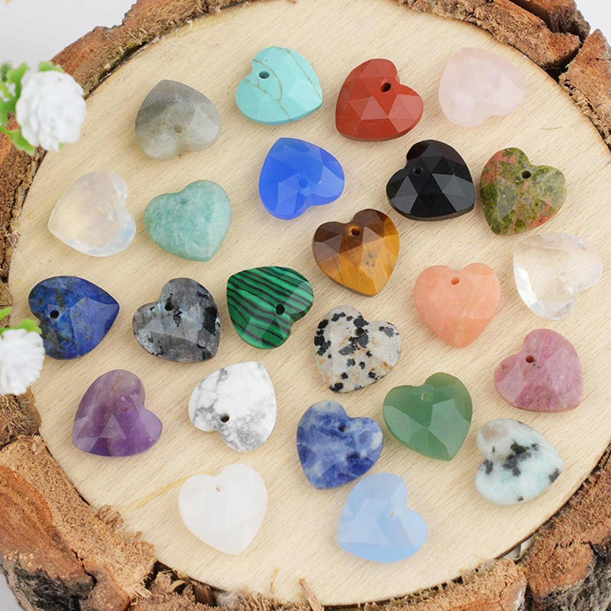 13mm Facted Stone Heart Pendant for Making Jewelry