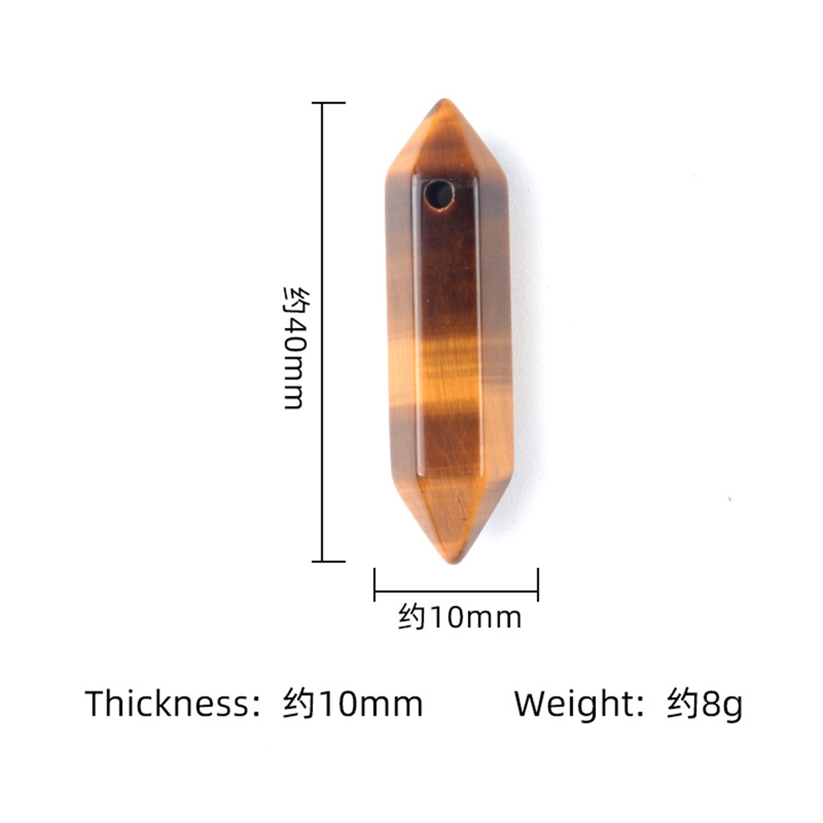 10x40mm Double Terminated Hexagonal Wand Side Drilled Hole Natural Gemstone Point Pendant for Jewelry Making Healing Reiki