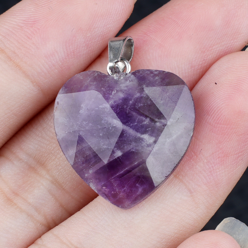 20MM Faceted Heart Gemstone Pendant For Making Jewelry
