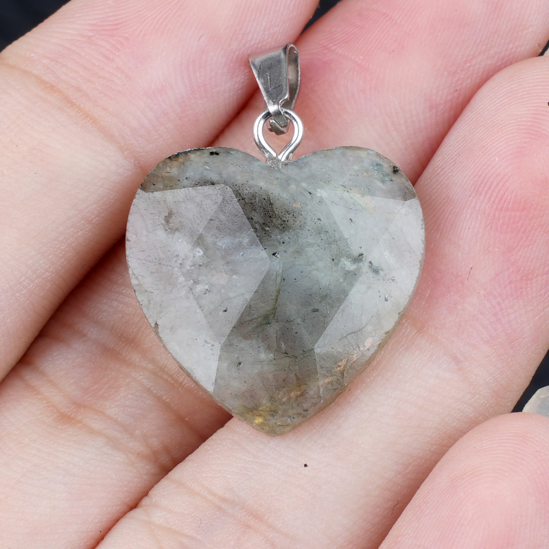 20MM Faceted Heart Gemstone Pendant For Making Jewelry