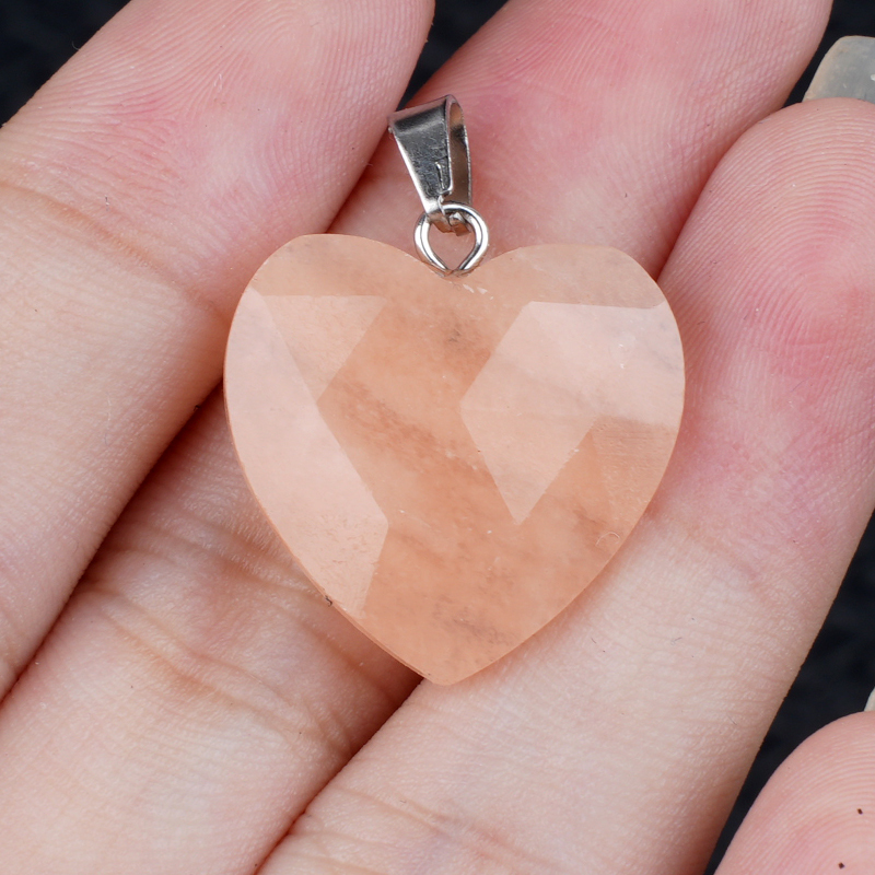 20MM Faceted Heart Gemstone Pendant For Making Jewelry