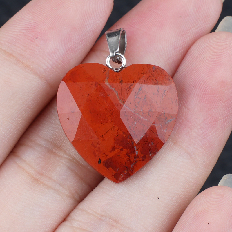 20MM Faceted Heart Gemstone Pendant For Making Jewelry