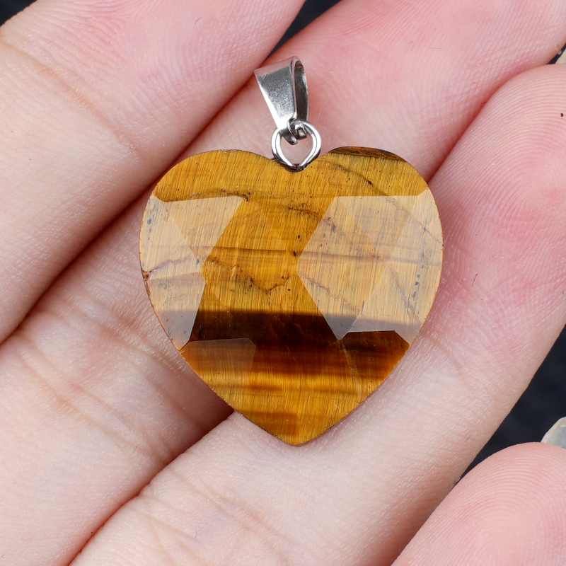 20MM Faceted Heart Gemstone Pendant For Making Jewelry