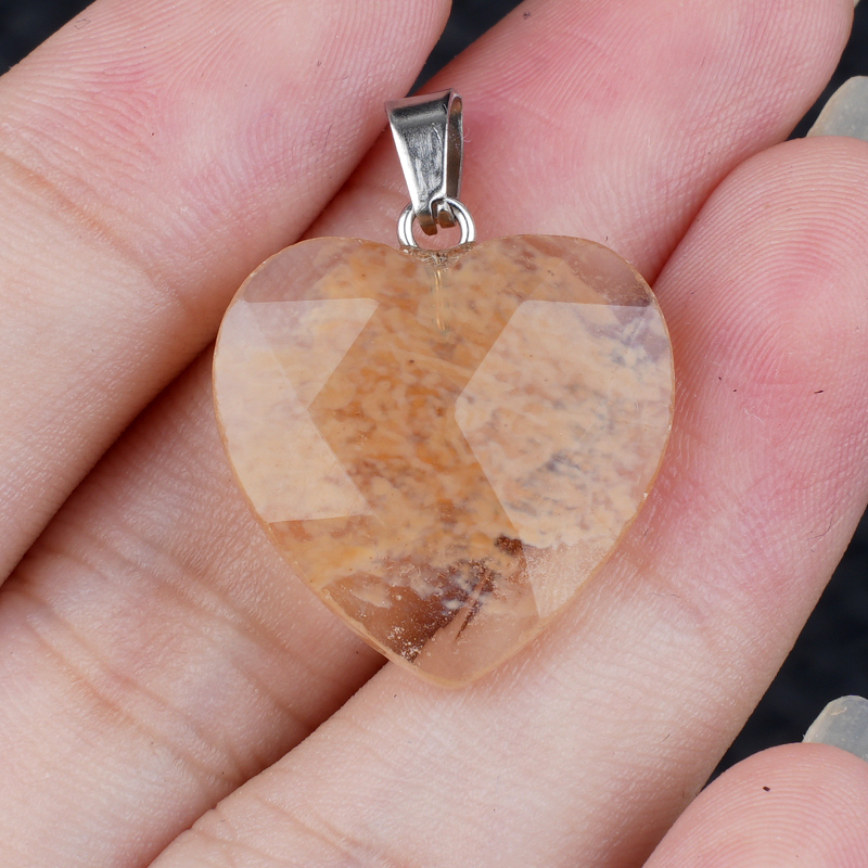 20MM Faceted Heart Gemstone Pendant For Making Jewelry