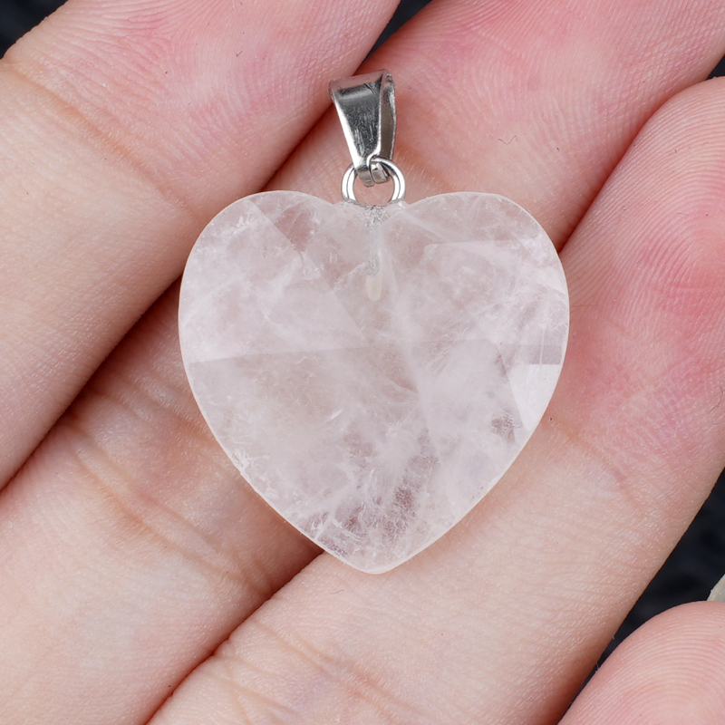 20MM Faceted Heart Gemstone Pendant For Making Jewelry