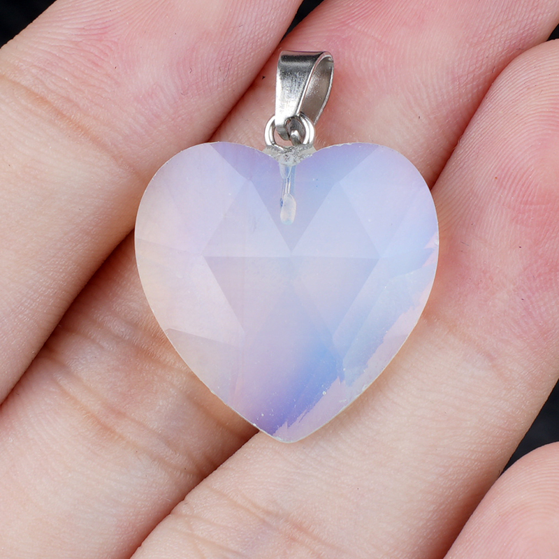 20MM Faceted Heart Gemstone Pendant For Making Jewelry