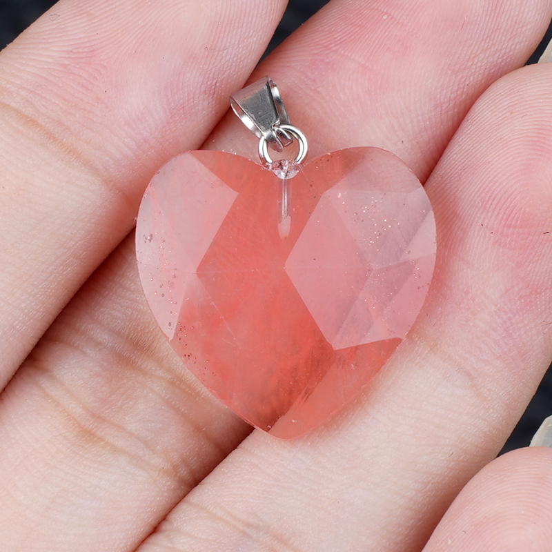 20MM Faceted Heart Gemstone Pendant For Making Jewelry