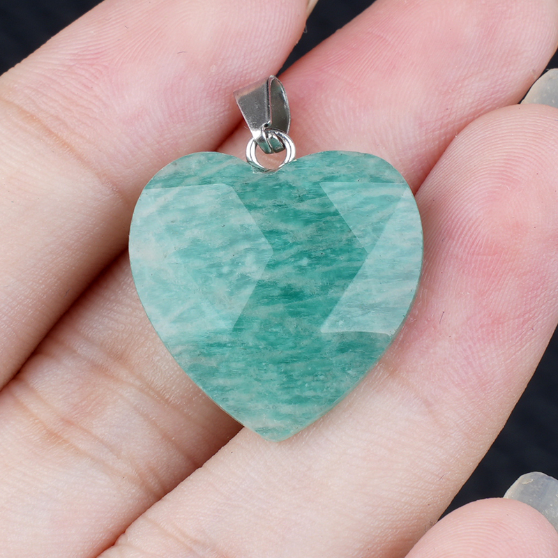 20MM Faceted Heart Gemstone Pendant For Making Jewelry
