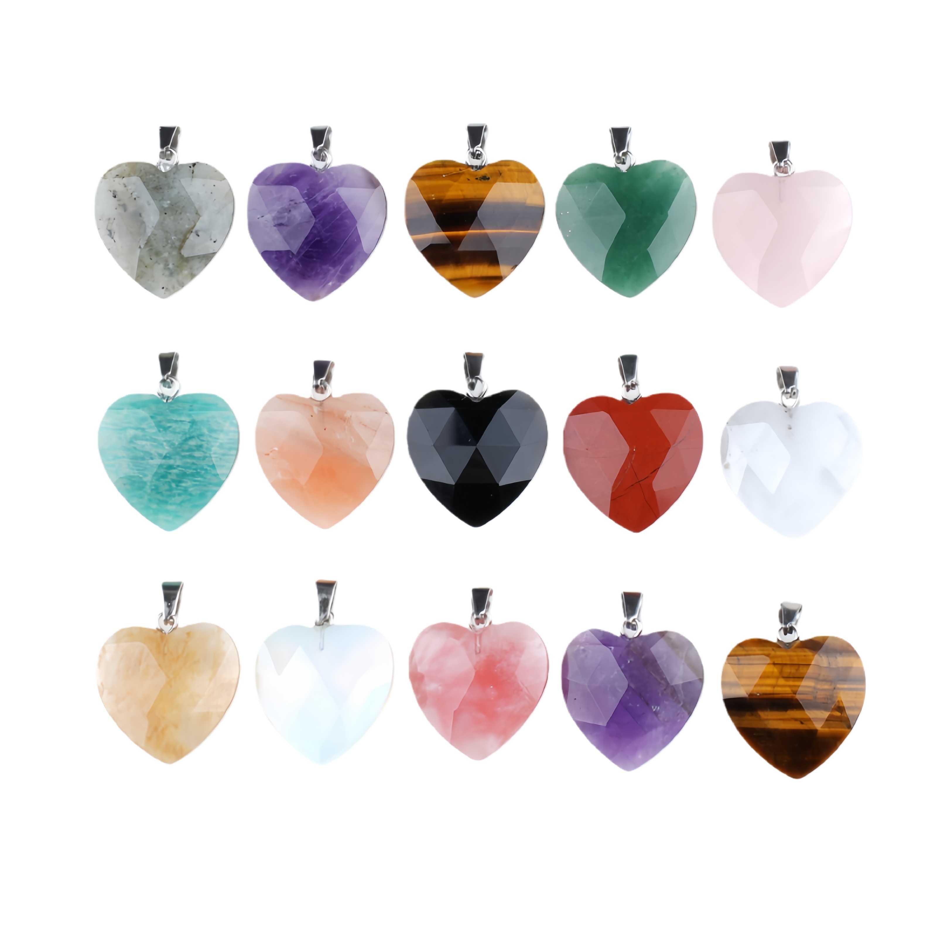 20MM Faceted Heart Gemstone Pendant For Making Jewelry