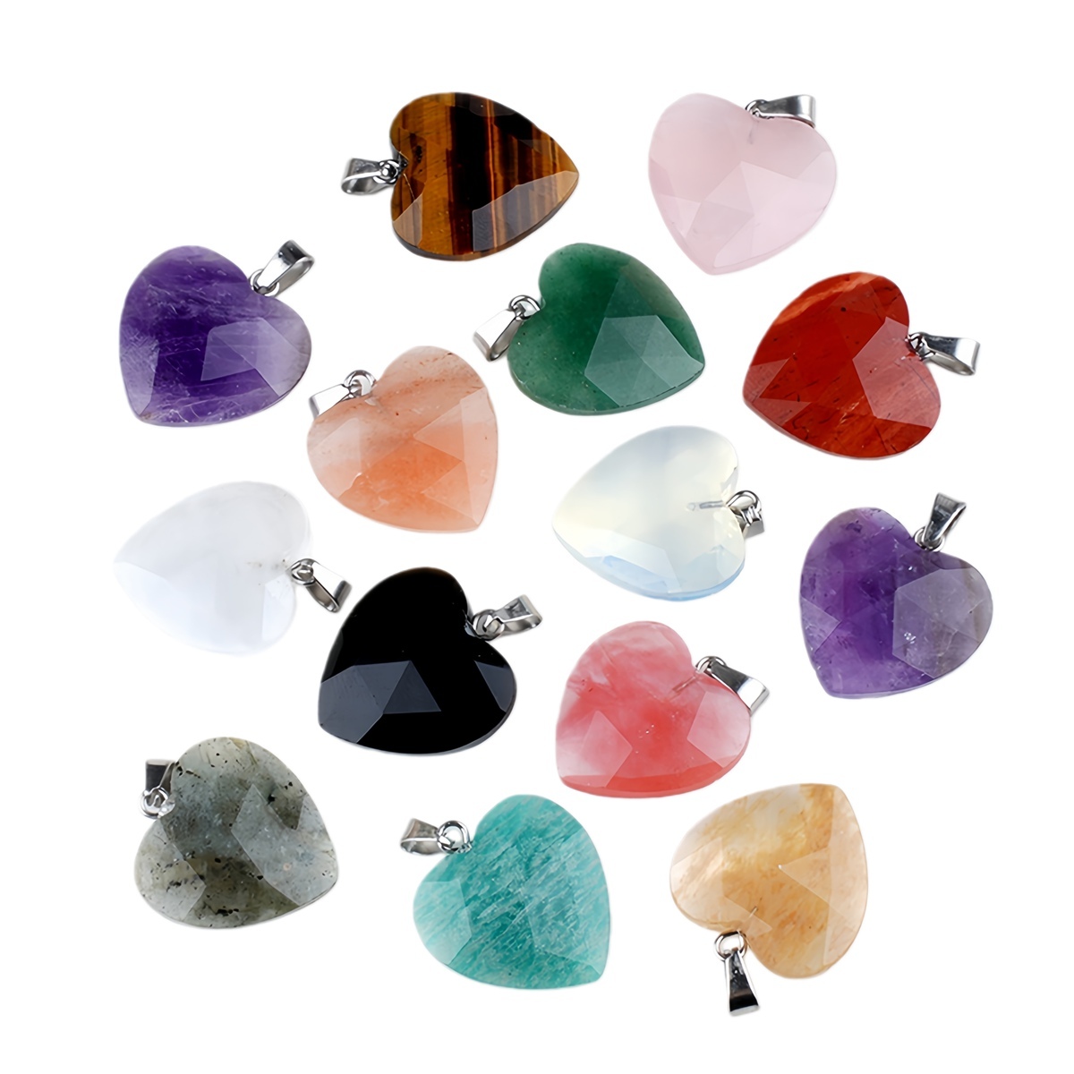 20MM Faceted Heart Gemstone Pendant For Making Jewelry