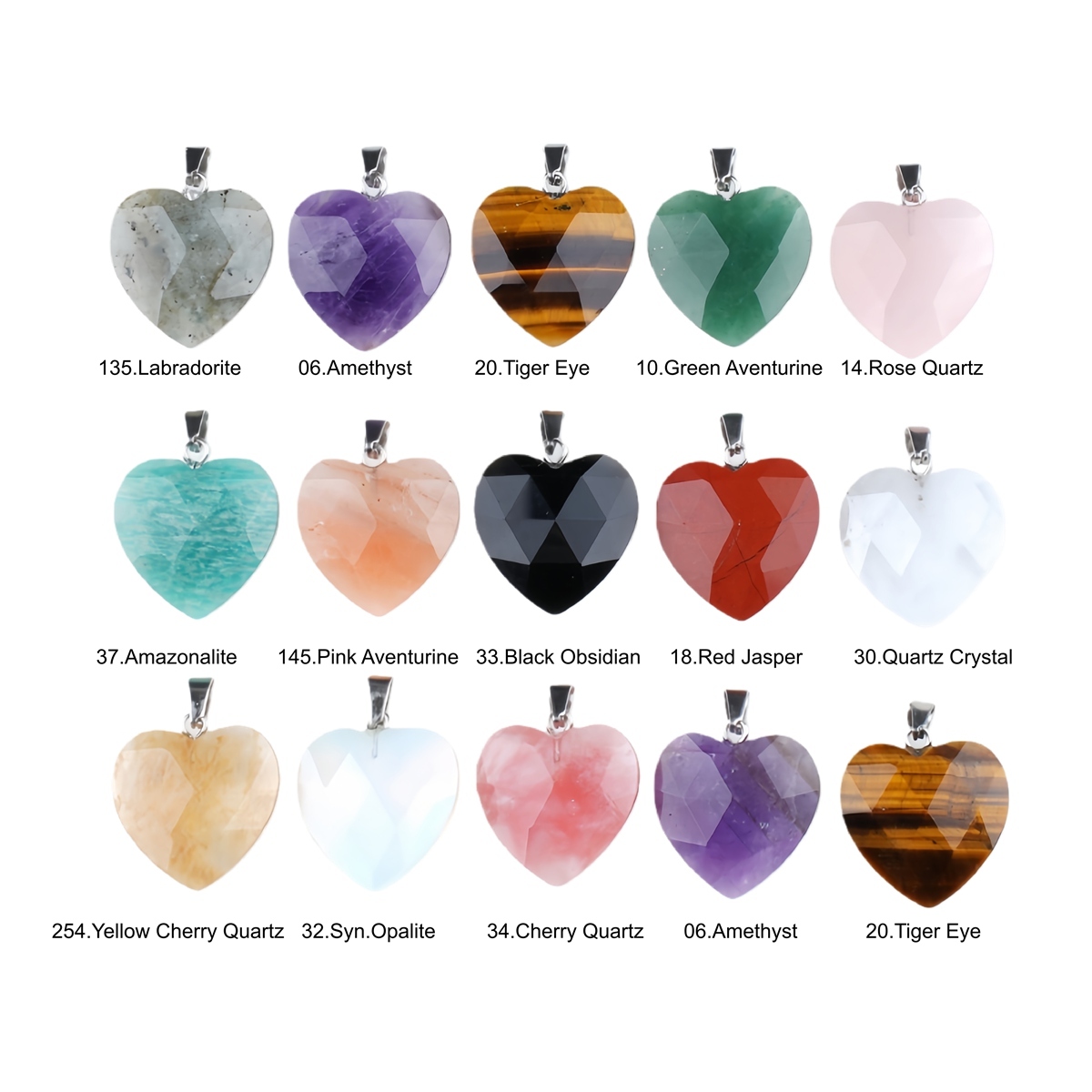 20MM Faceted Heart Gemstone Pendant For Making Jewelry