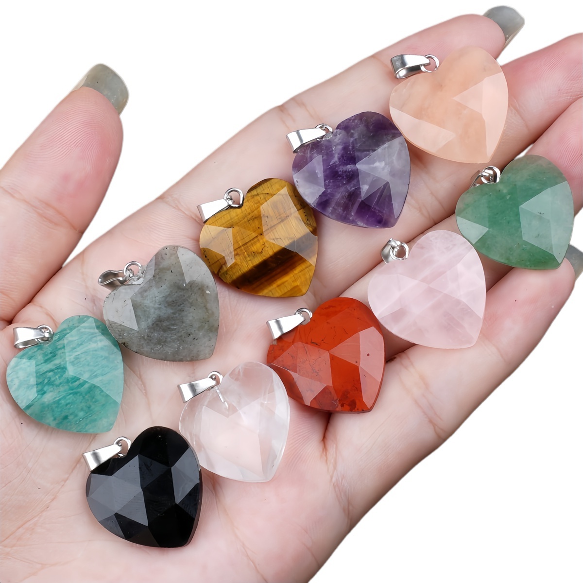 20MM Faceted Heart Gemstone Pendant For Making Jewelry