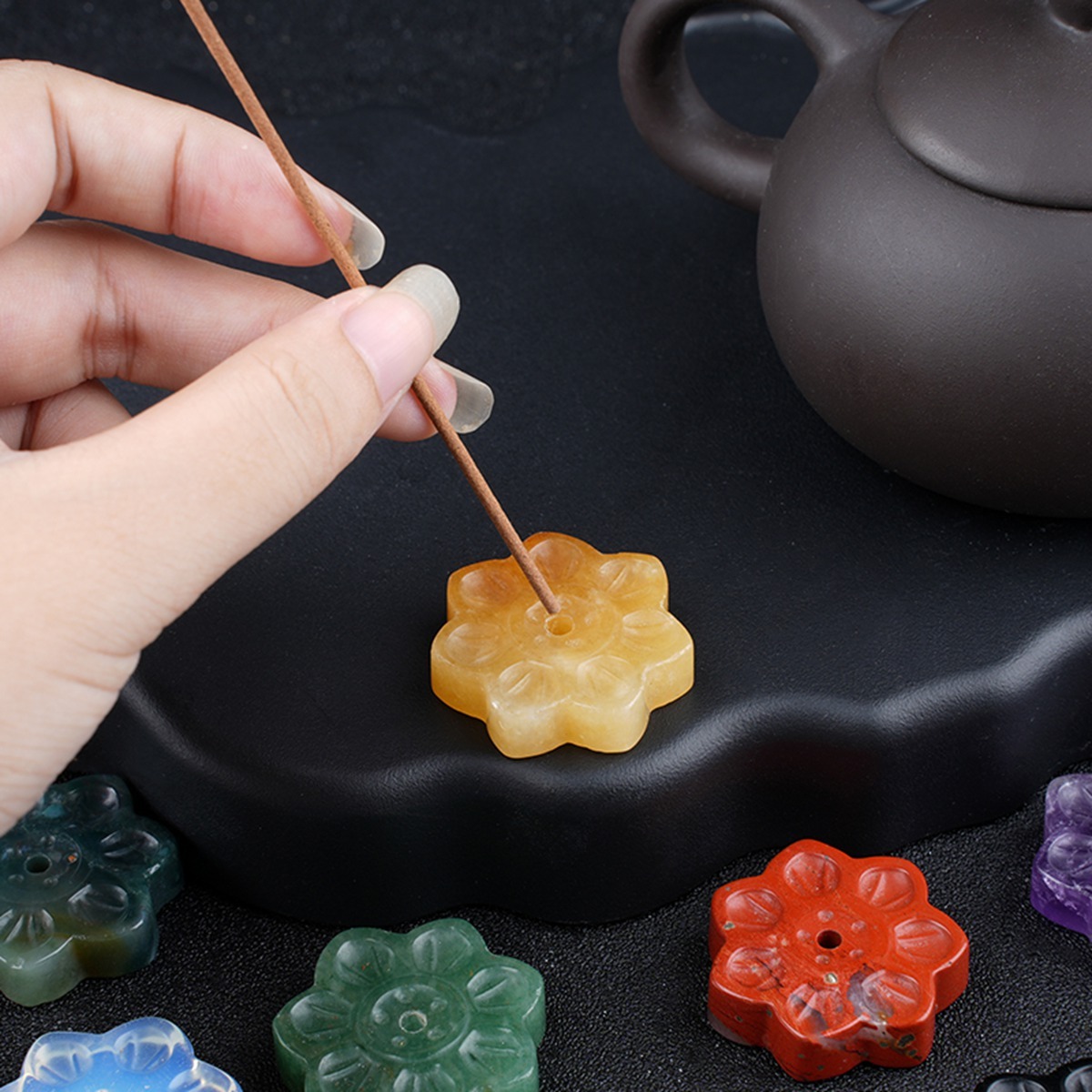 Lotus Flower Aromatherapy Pendant, 30MM Crystal Grid Stone Fragrance Holder for Essential Oils, DIY Chakra Jewelry Gift, Manifestation Tool