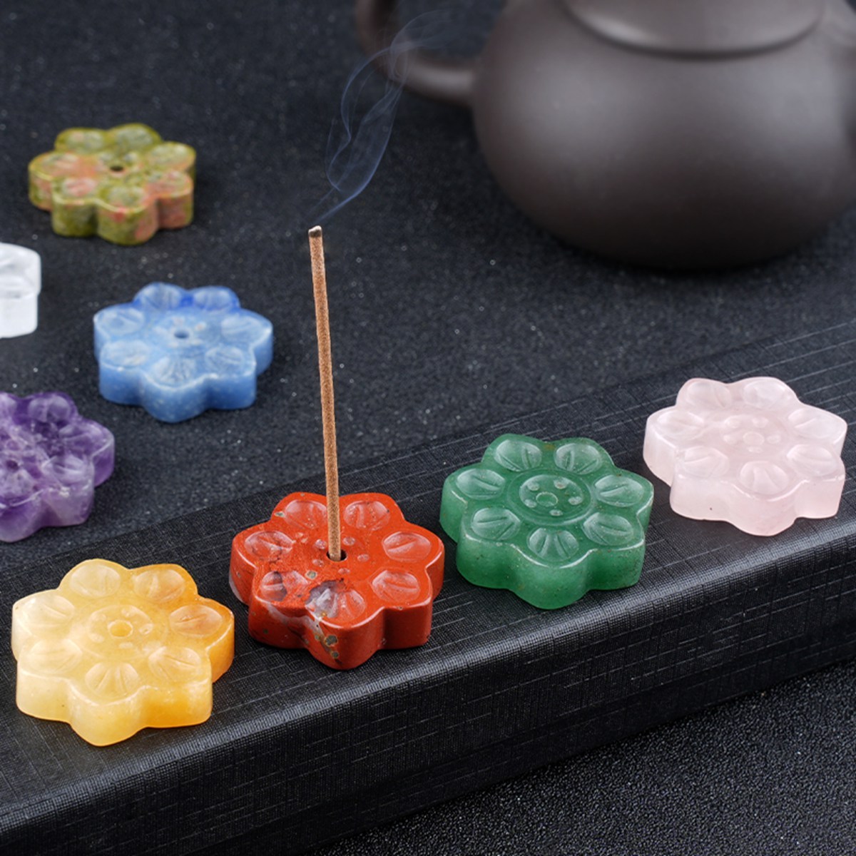 Lotus Flower Aromatherapy Pendant, 30MM Crystal Grid Stone Fragrance Holder for Essential Oils, DIY Chakra Jewelry Gift, Manifestation Tool