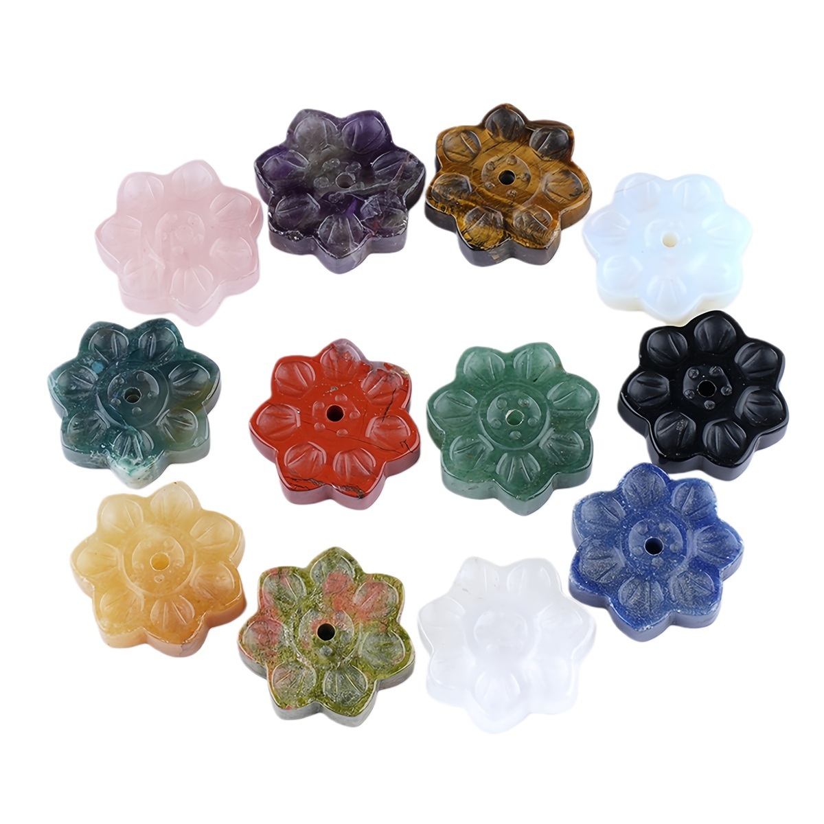 Lotus Flower Aromatherapy Pendant, 30MM Crystal Grid Stone Fragrance Holder for Essential Oils, DIY Chakra Jewelry Gift, Manifestation Tool