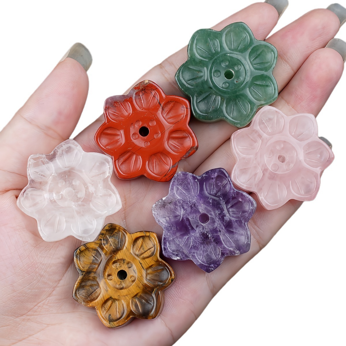 Lotus Flower Aromatherapy Pendant, 30MM Crystal Grid Stone Fragrance Holder for Essential Oils, DIY Chakra Jewelry Gift, Manifestation Tool