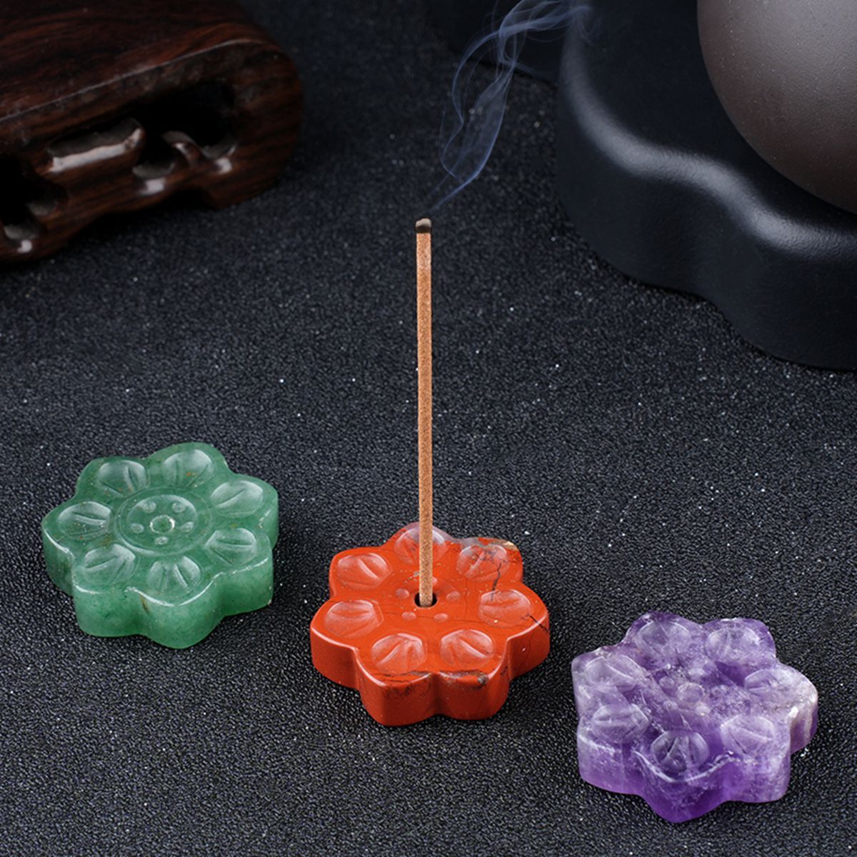 Lotus Flower Aromatherapy Pendant, 30MM Crystal Grid Stone Fragrance Holder for Essential Oils, DIY Chakra Jewelry Gift, Manifestation Tool