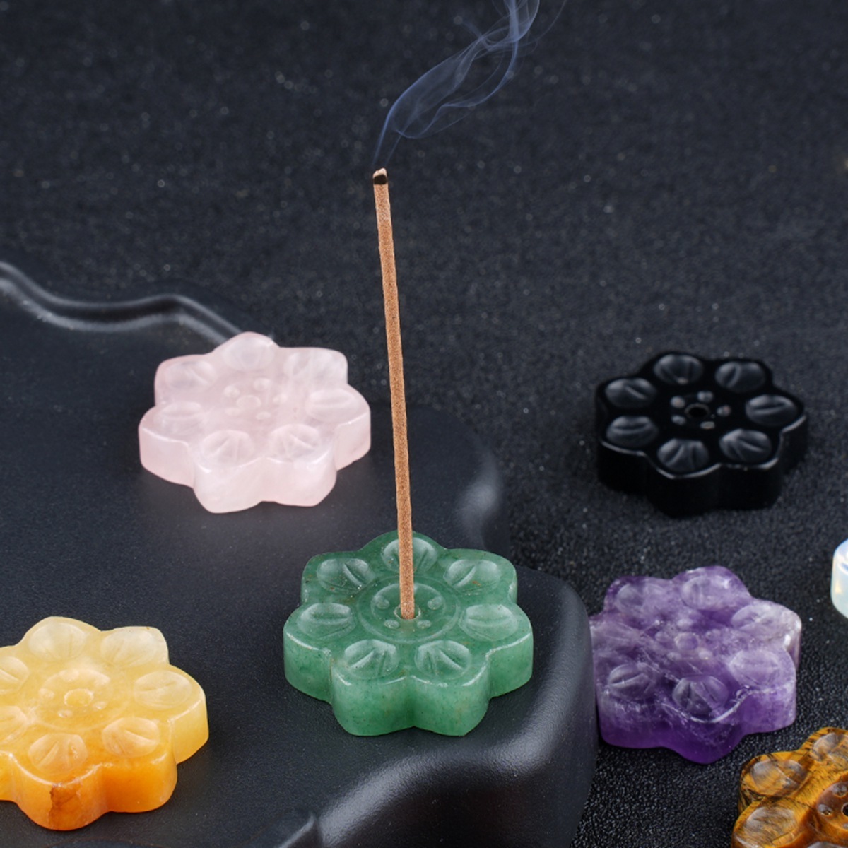 Lotus Flower Aromatherapy Pendant, 30MM Crystal Grid Stone Fragrance Holder for Essential Oils, DIY Chakra Jewelry Gift, Manifestation Tool