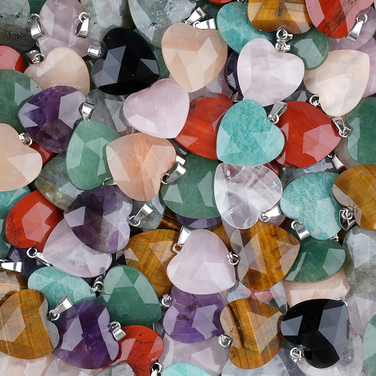 20MM Faceted Heart Gemstone Pendant For Making Jewelry