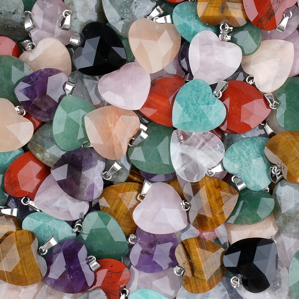 20MM Faceted Heart Gemstone Pendant For Making Jewelry