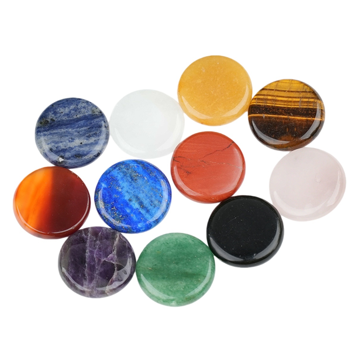 Double Flat Circular Gemstone Disc ;20MM/30mm Round Crystal Cabochon for DIY Jewelry Making Pendant Ring Craft Supplies