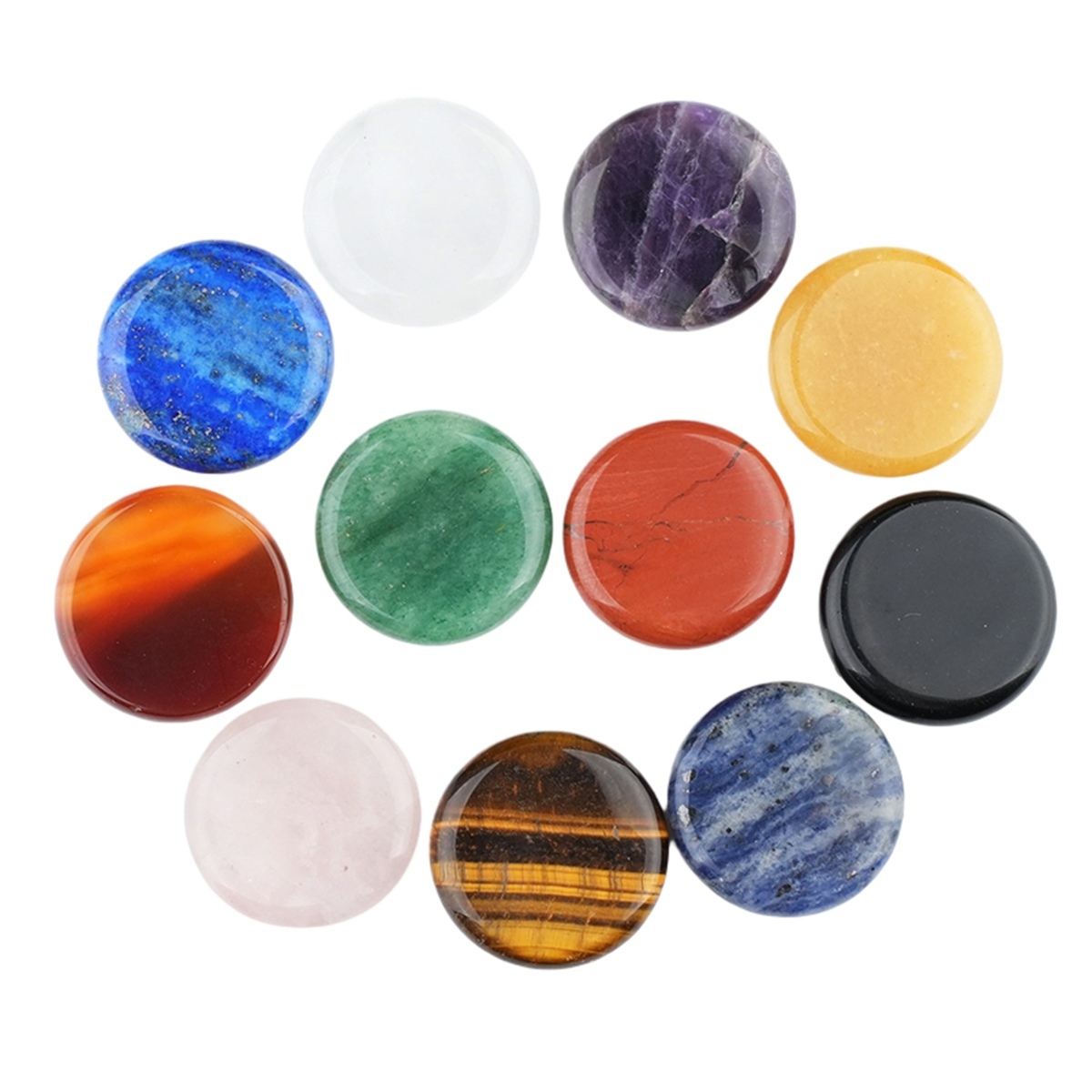 Double Flat Circular Gemstone Disc ;20MM/30mm Round Crystal Cabochon for DIY Jewelry Making Pendant Ring Craft Supplies