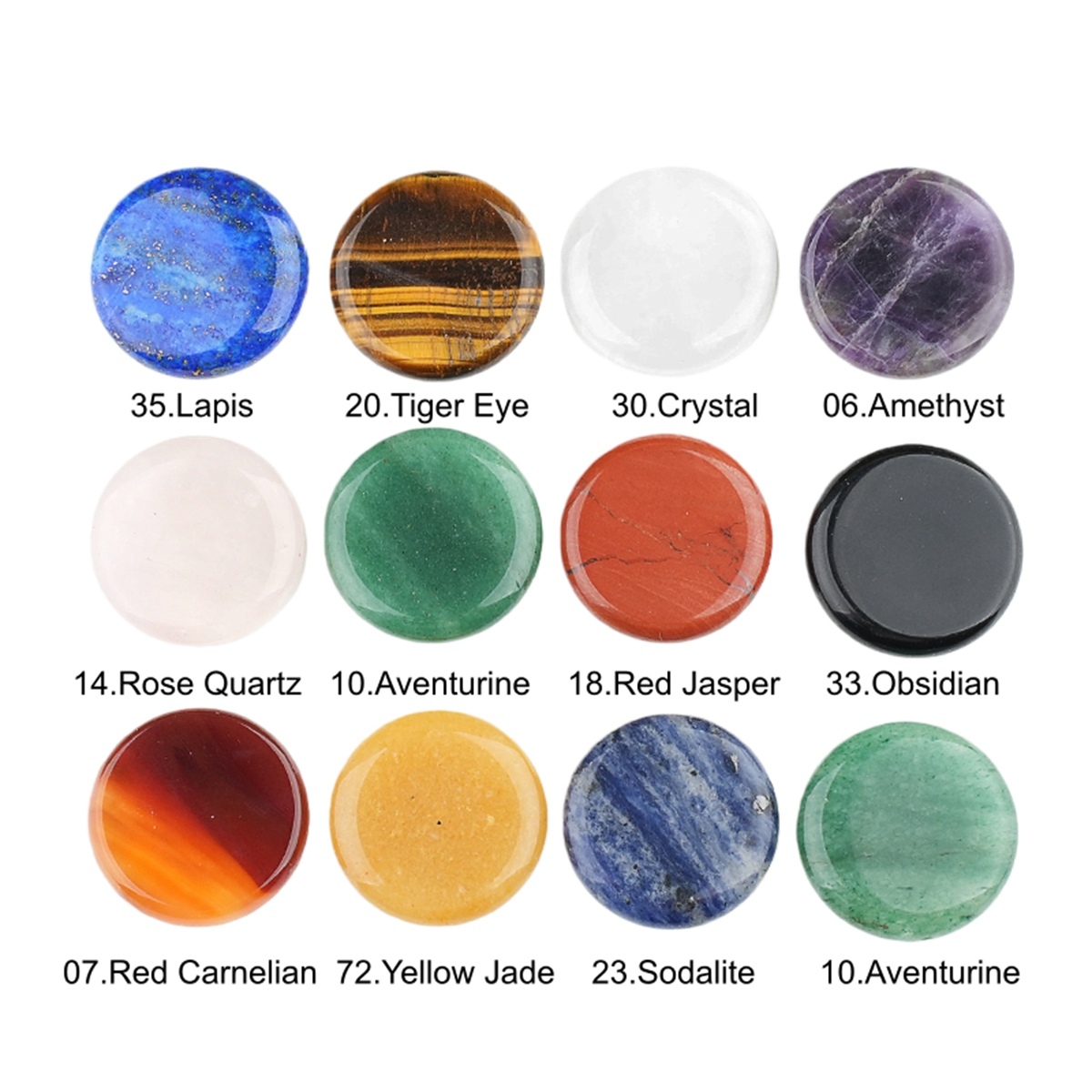 Double Flat Circular Gemstone Disc ;20MM/30mm Round Crystal Cabochon for DIY Jewelry Making Pendant Ring Craft Supplies