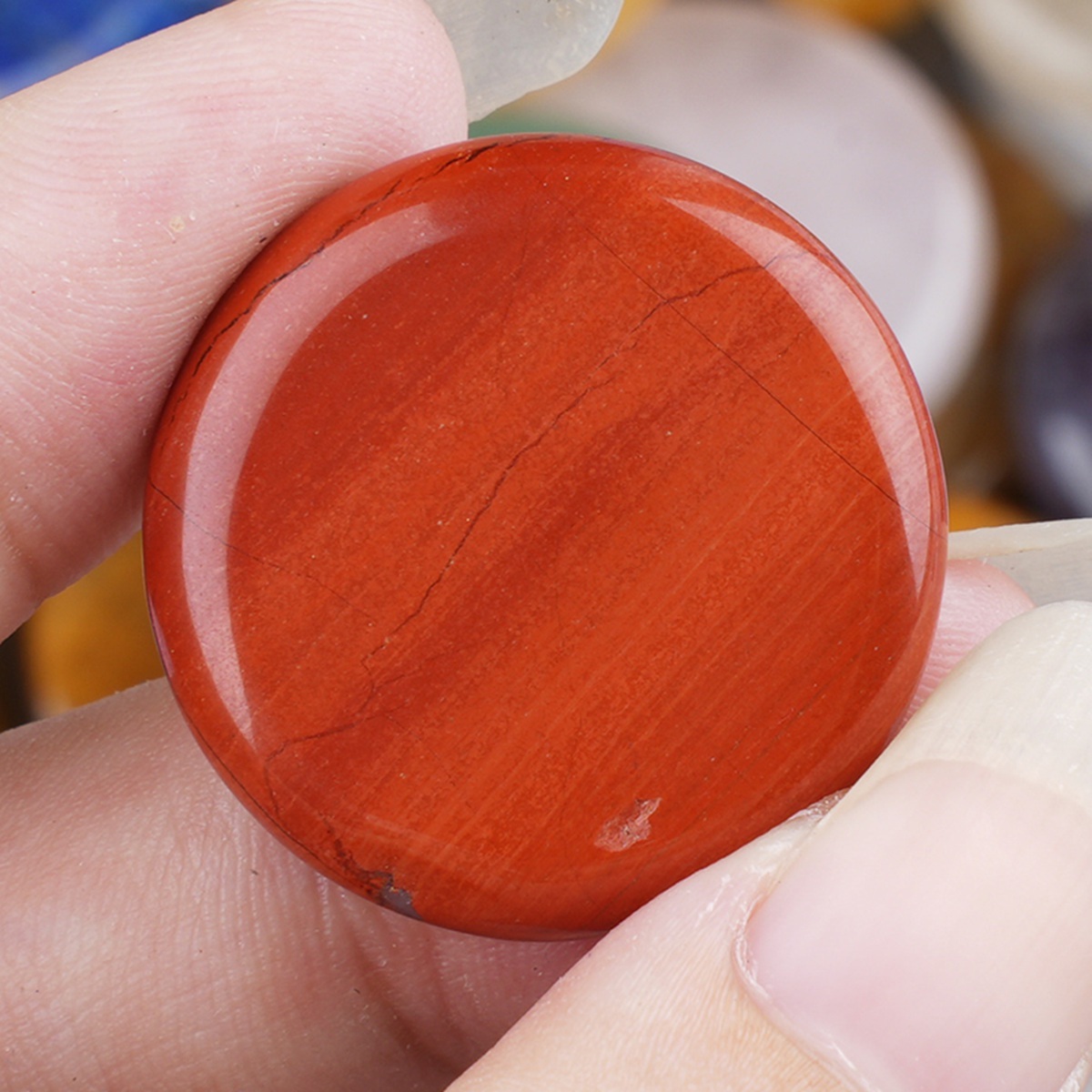 Double Flat Circular Gemstone Disc ;20MM/30mm Round Crystal Cabochon for DIY Jewelry Making Pendant Ring Craft Supplies