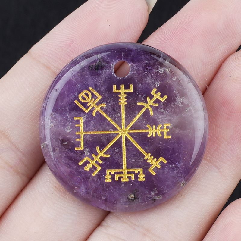 30mm Gemstone Disc Ornament Handmade Craved Pattern-AIM Pendant for Making Jewelry