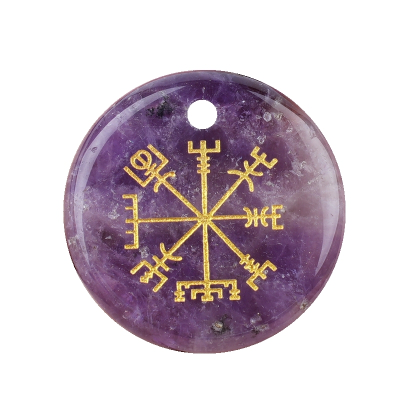 30mm Gemstone Disc Ornament Handmade Craved Pattern-AIM Pendant for Making Jewelry