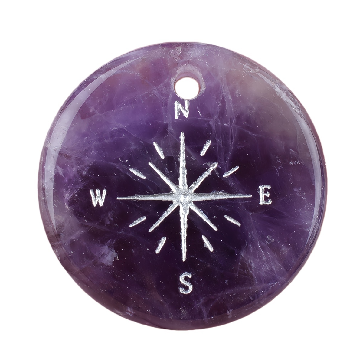 30mm Gemstone Disc Ornament Handmade Craved Pattern-Silver Compass Pendant for Making Jewelry