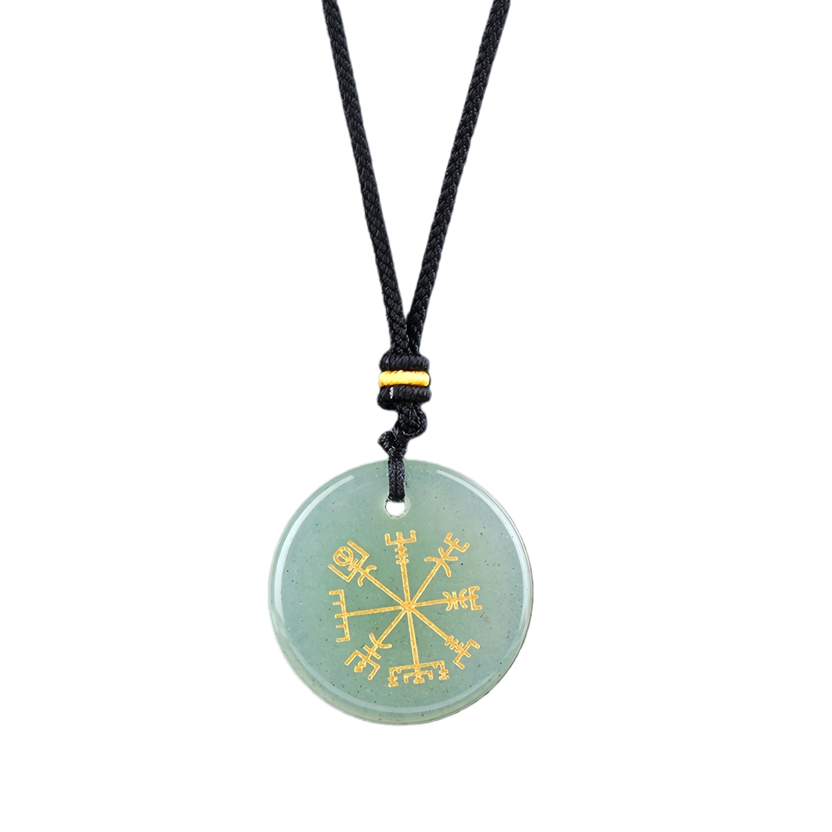 Gold Pattern-AIM & Metatron's Cube Circular Gemstone Pendant Necklace For Women Men Adjustable Rope