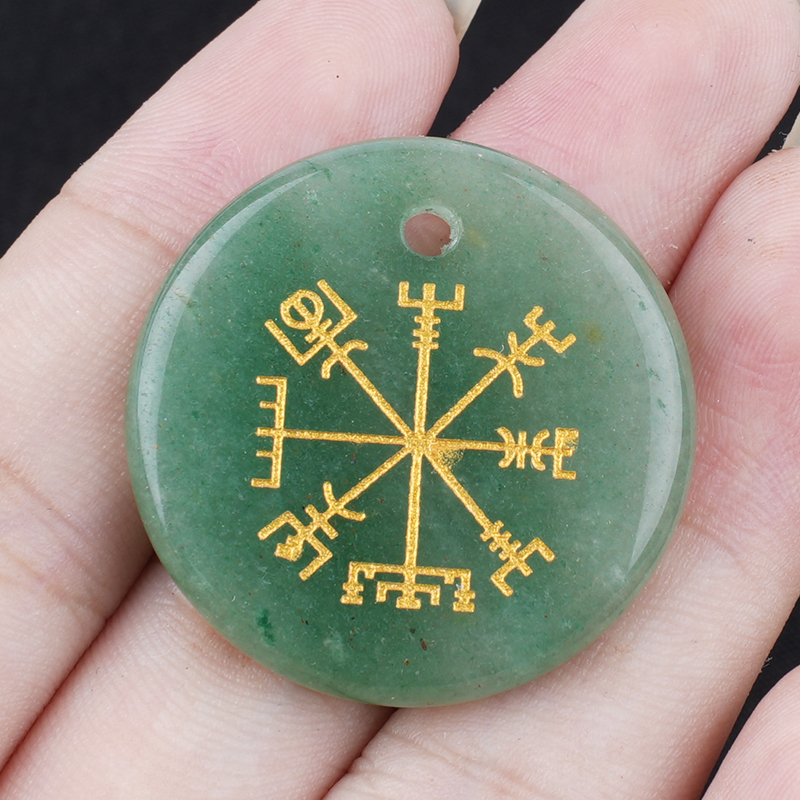 30mm Gemstone Disc Ornament Handmade Craved Pattern-AIM Pendant for Making Jewelry