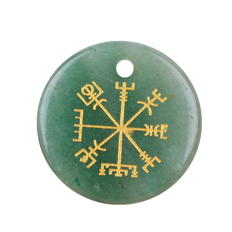 30mm Gemstone Disc Ornament Handmade Craved Pattern-AIM Pendant for Making Jewelry