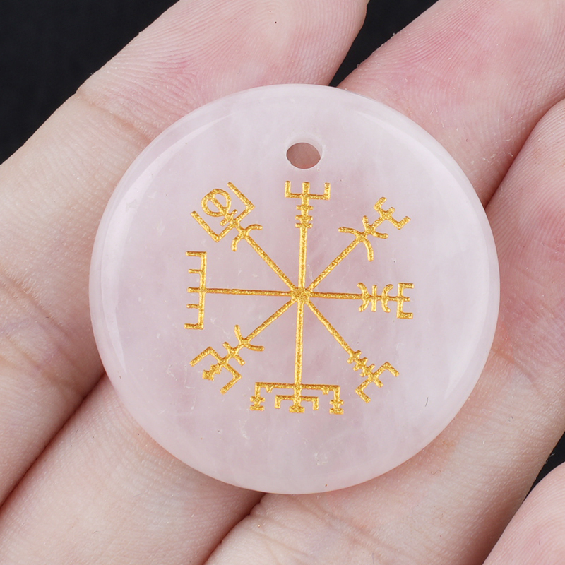 30mm Gemstone Disc Ornament Handmade Craved Pattern-AIM Pendant for Making Jewelry