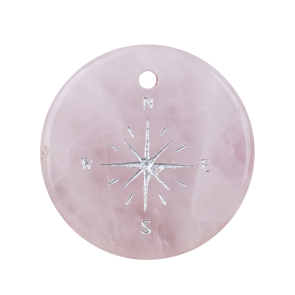 30mm Gemstone Disc Ornament Handmade Craved Pattern-Silver Compass Pendant for Making Jewelry