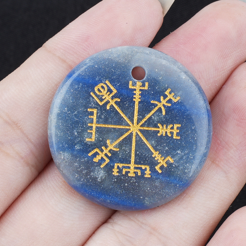 30mm Gemstone Disc Ornament Handmade Craved Pattern-AIM Pendant for Making Jewelry