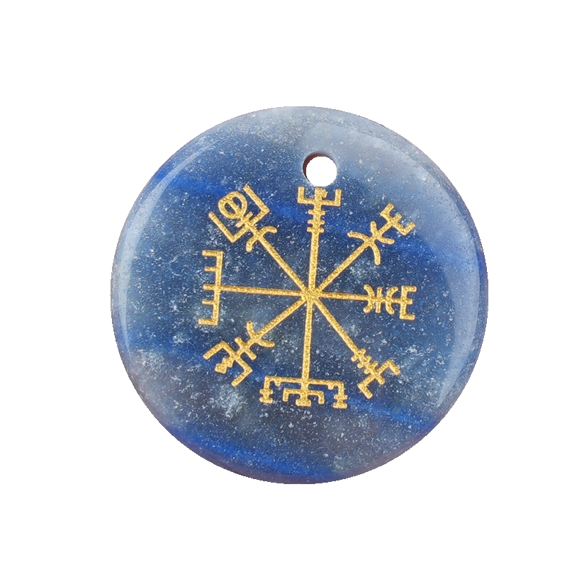 30mm Gemstone Disc Ornament Handmade Craved Pattern-AIM Pendant for Making Jewelry