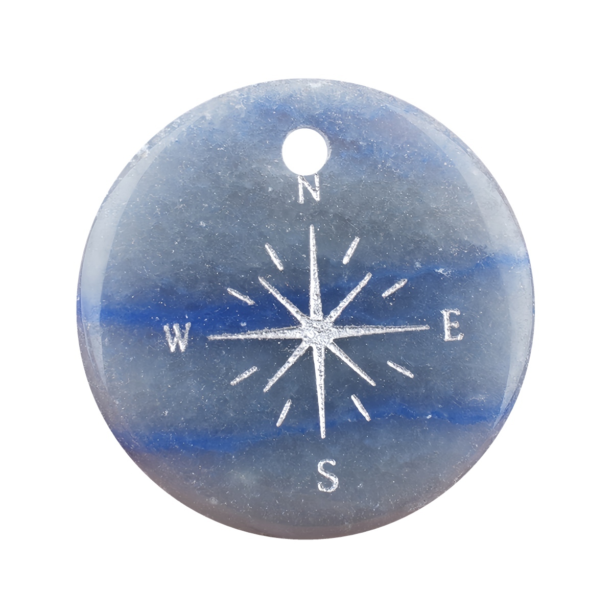 30mm Gemstone Disc Ornament Handmade Craved Pattern-Silver Compass Pendant for Making Jewelry