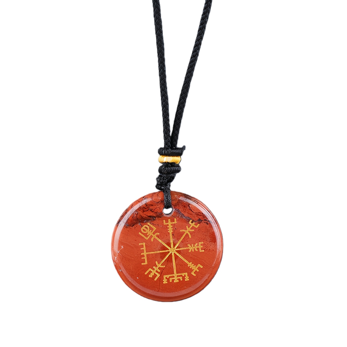 Gold Pattern-AIM & Metatron's Cube Circular Gemstone Pendant Necklace For Women Men Adjustable Rope