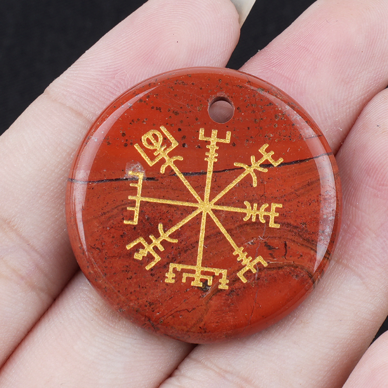 30mm Gemstone Disc Ornament Handmade Craved Pattern-AIM Pendant for Making Jewelry