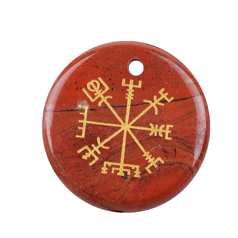 30mm Gemstone Disc Ornament Handmade Craved Pattern-AIM Pendant for Making Jewelry
