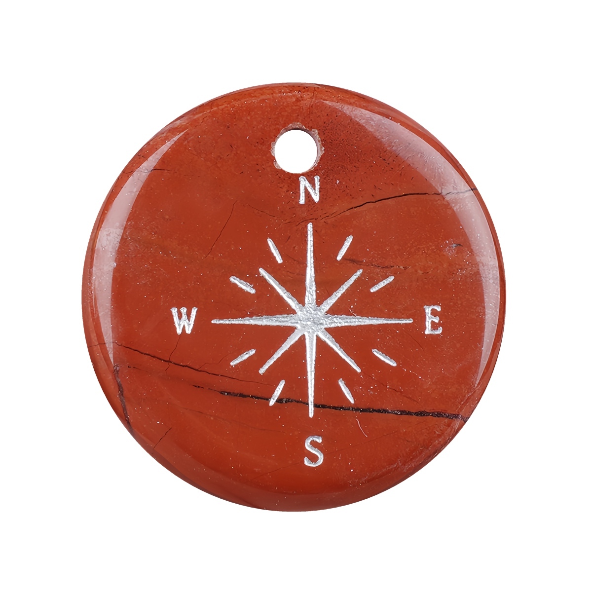 30mm Gemstone Disc Ornament Handmade Craved Pattern-Silver Compass Pendant for Making Jewelry