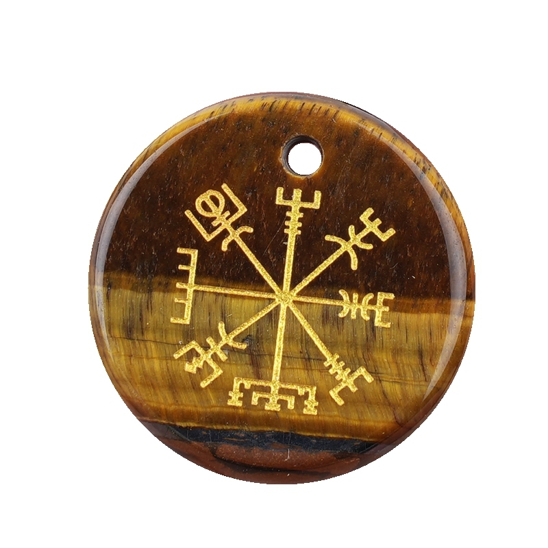 30mm Gemstone Disc Ornament Handmade Craved Pattern-AIM Pendant for Making Jewelry