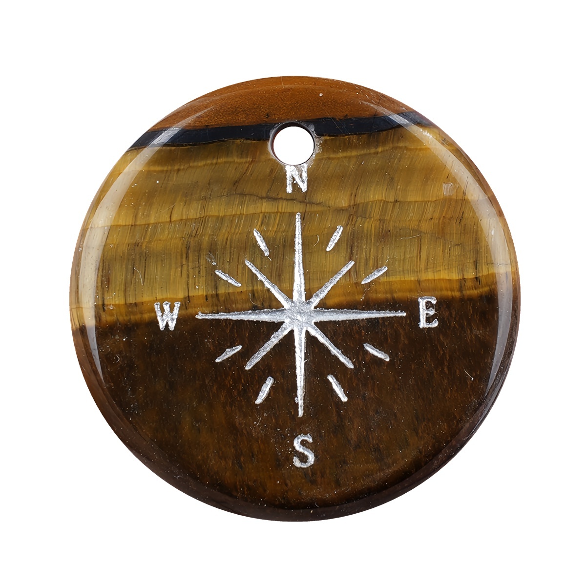 30mm Gemstone Disc Ornament Handmade Craved Pattern-Silver Compass Pendant for Making Jewelry